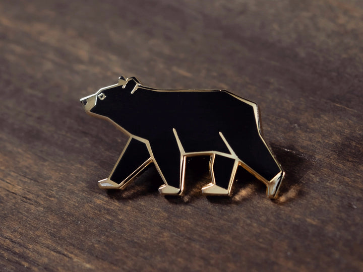 Geometric Black Bear Pin