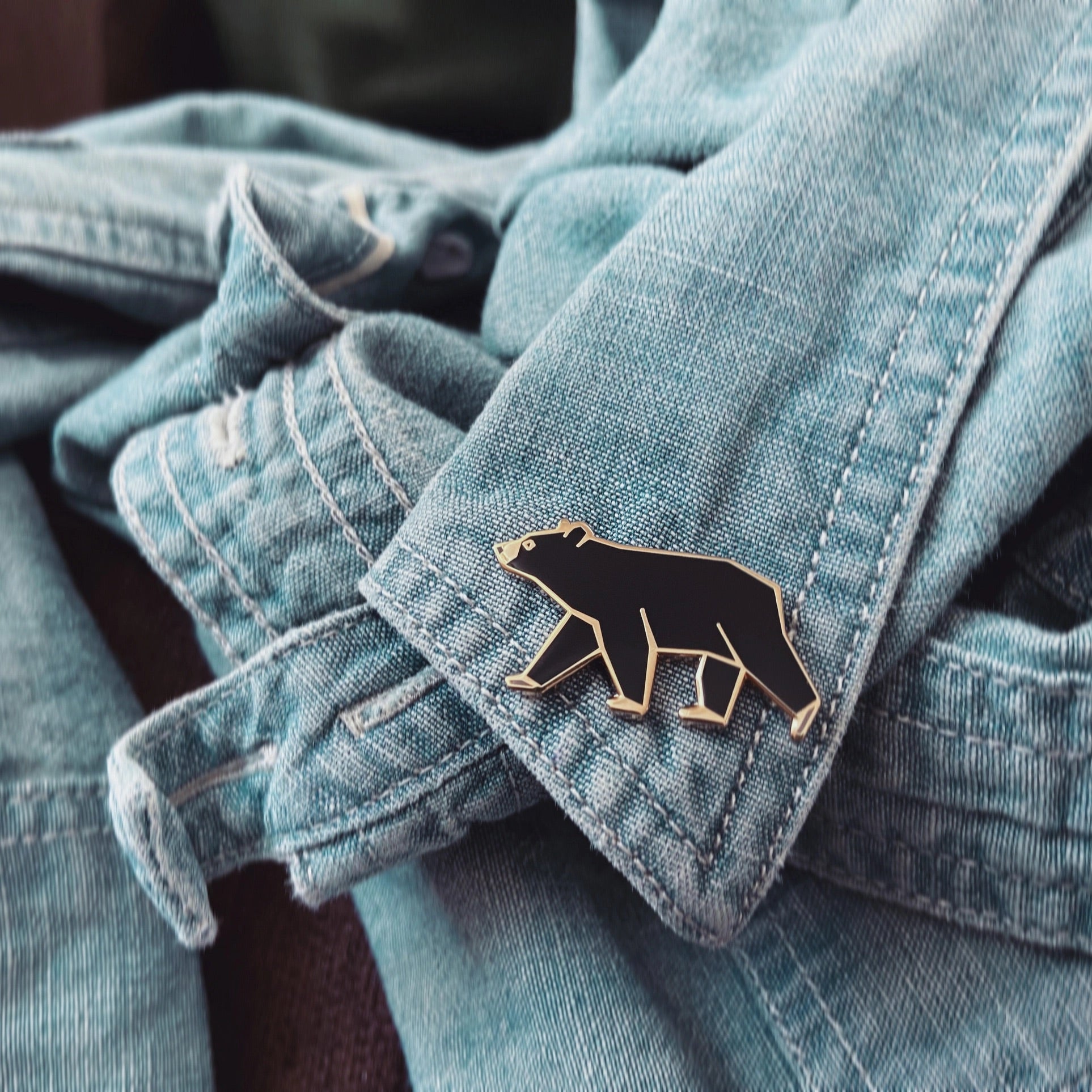 Geometric Black Bear Pin