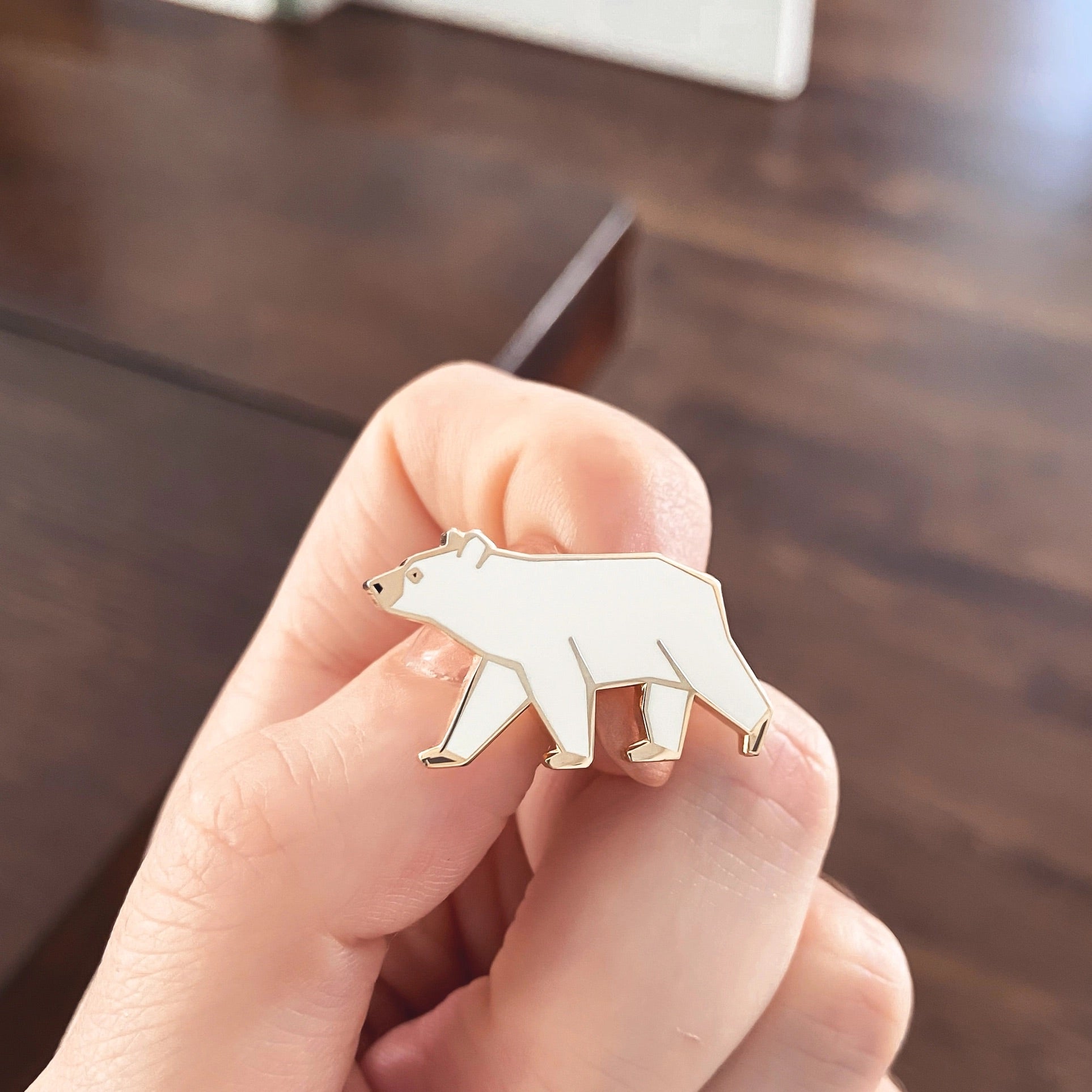 Geometric Polar Bear Pin