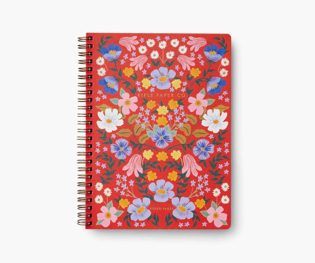 Red Folk Floral Spiral Notebook