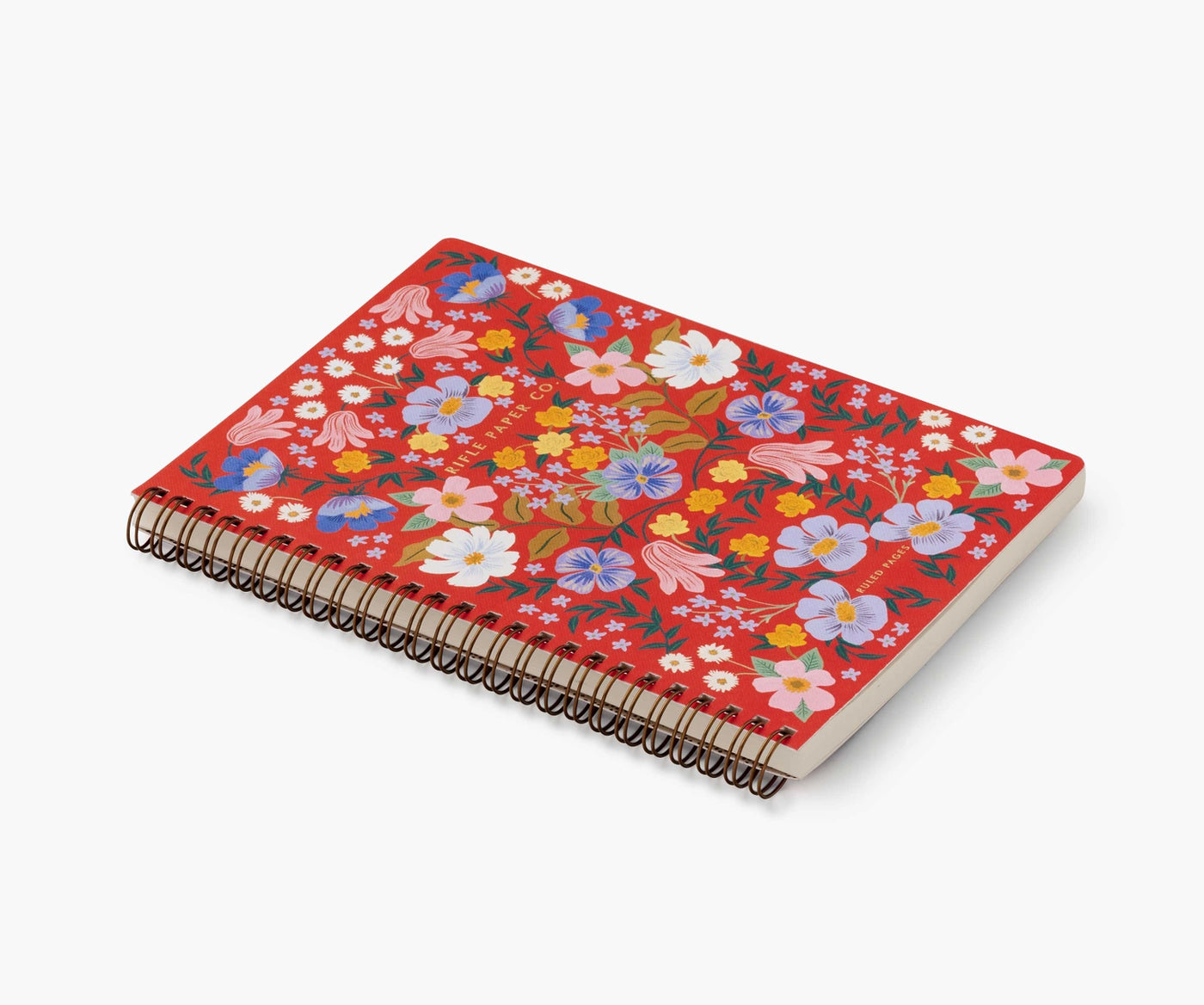 Red Folk Floral Spiral Notebook