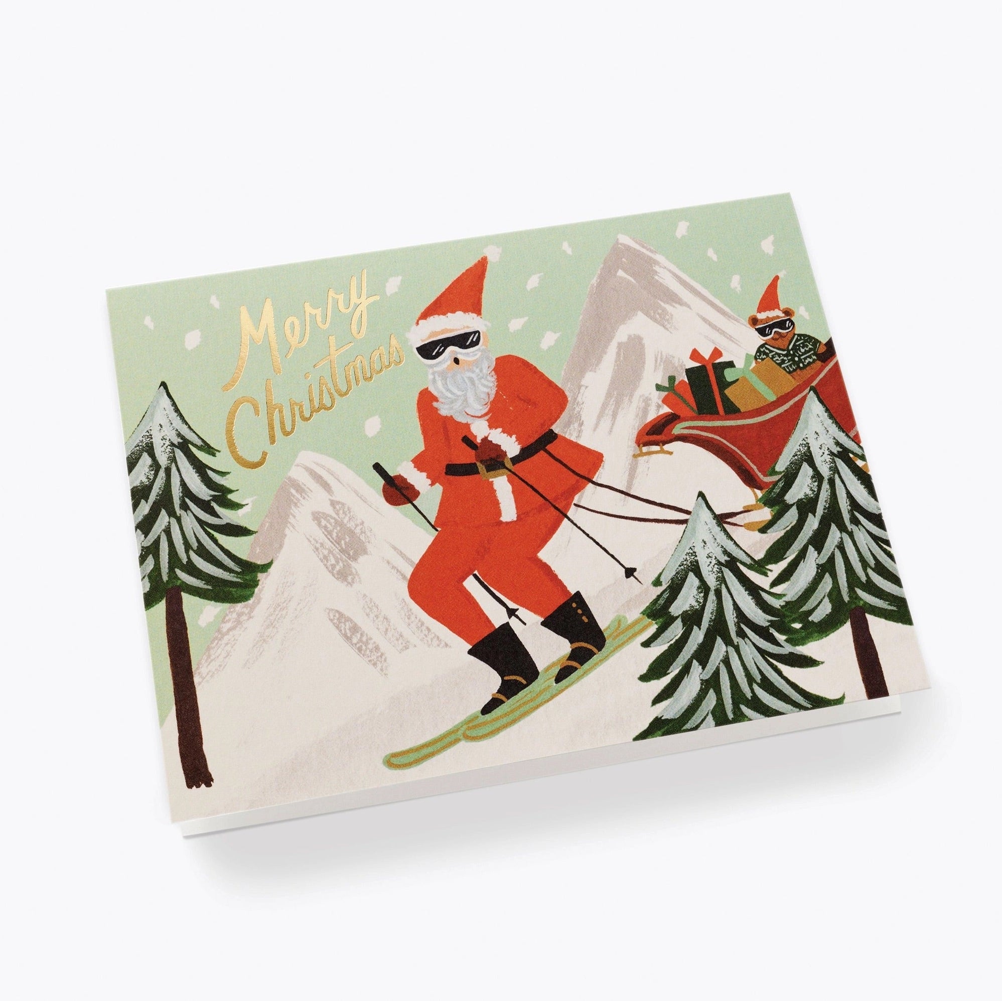 Skiing Santa Card