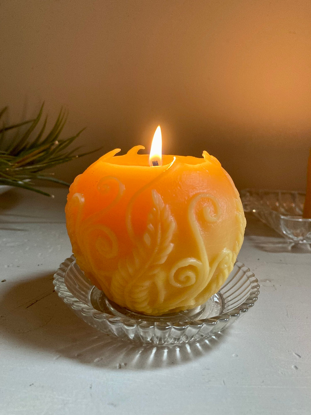 Fern Ball Beeswax Candle