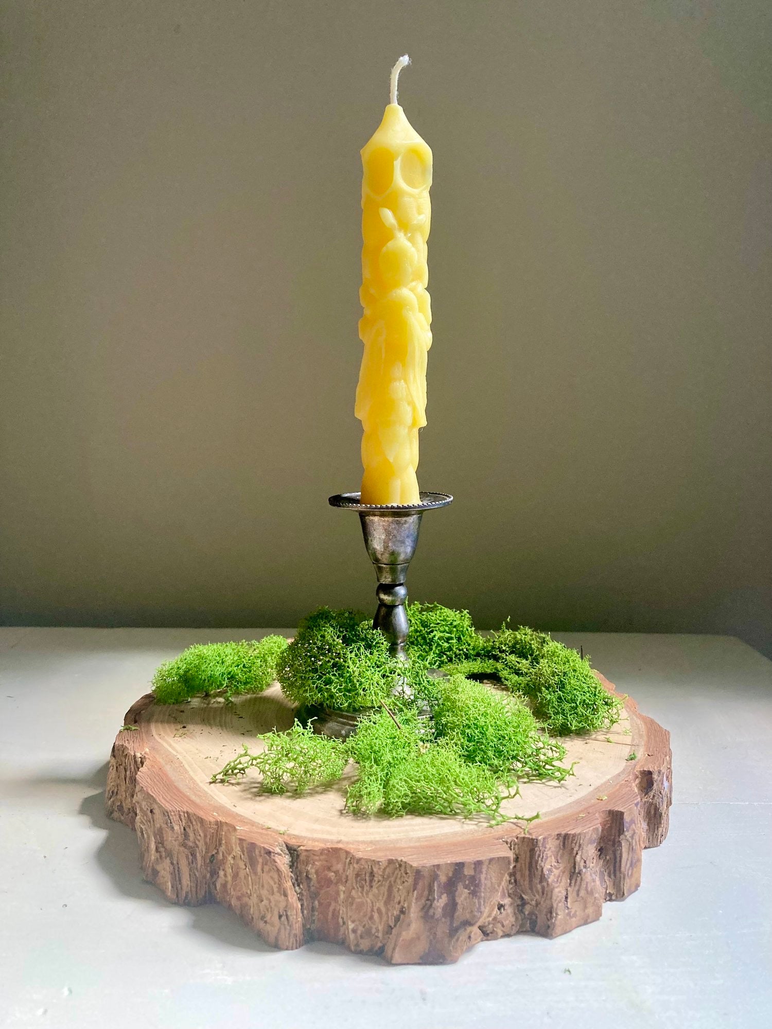 Honeycomb Taper Beeswax Candle - Natural