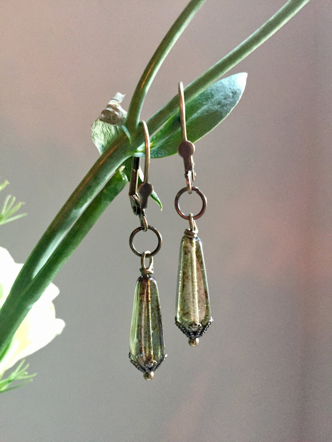 Light Green Teardrop Earrings