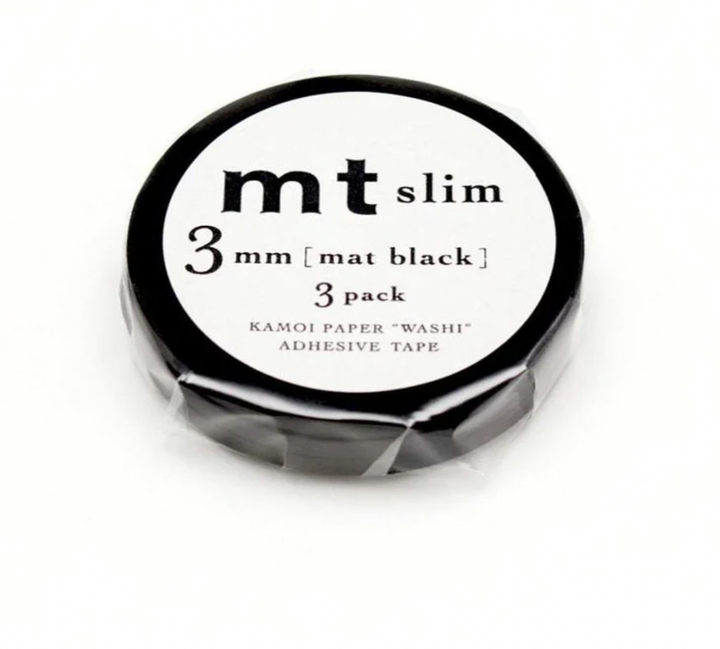 Very Slim Matte Black Washi Tape