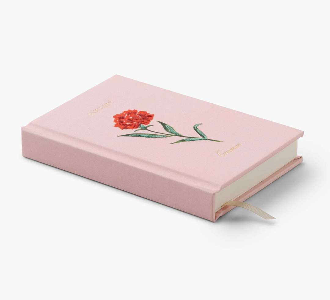 Mini Birth Month Embroidered Journal - January Carnation