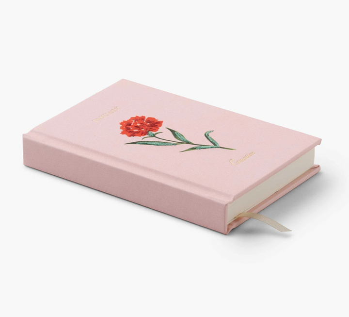 Mini Birth Month Embroidered Journal - January Carnation