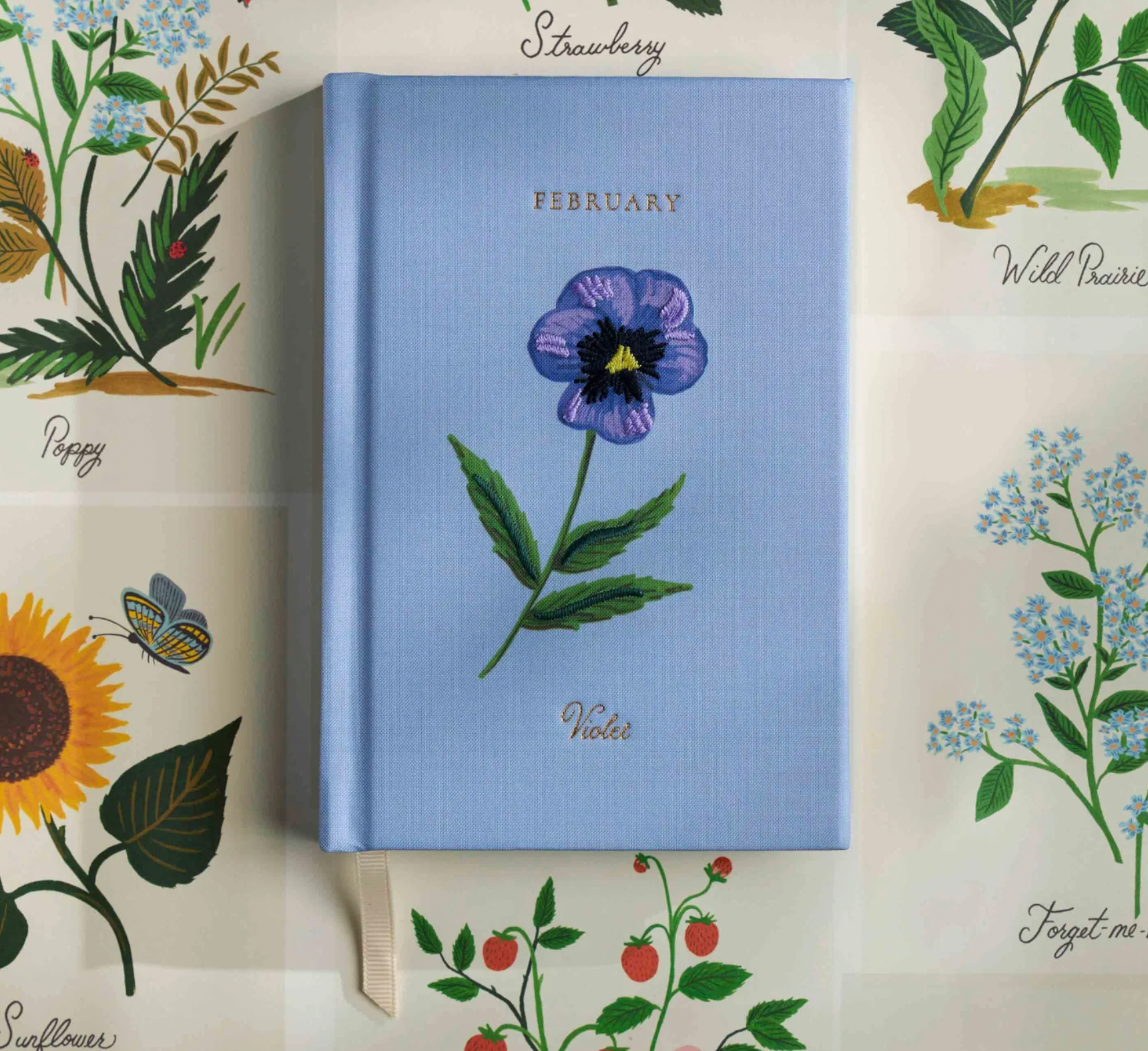 Mini Birth Month Embroidered Journal - February Violet