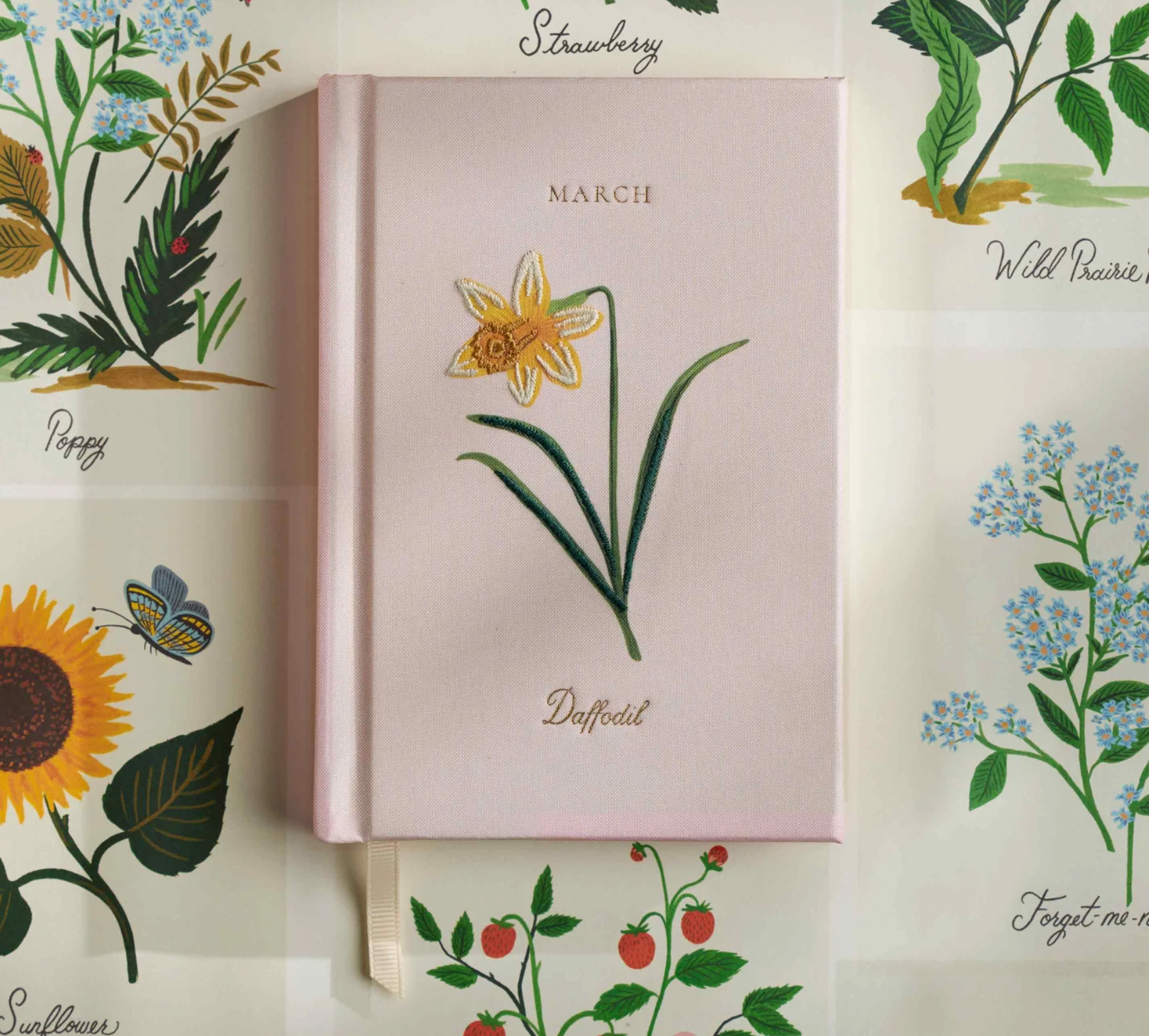 Mini Birth Month Embroidered Journal - March Daffodil
