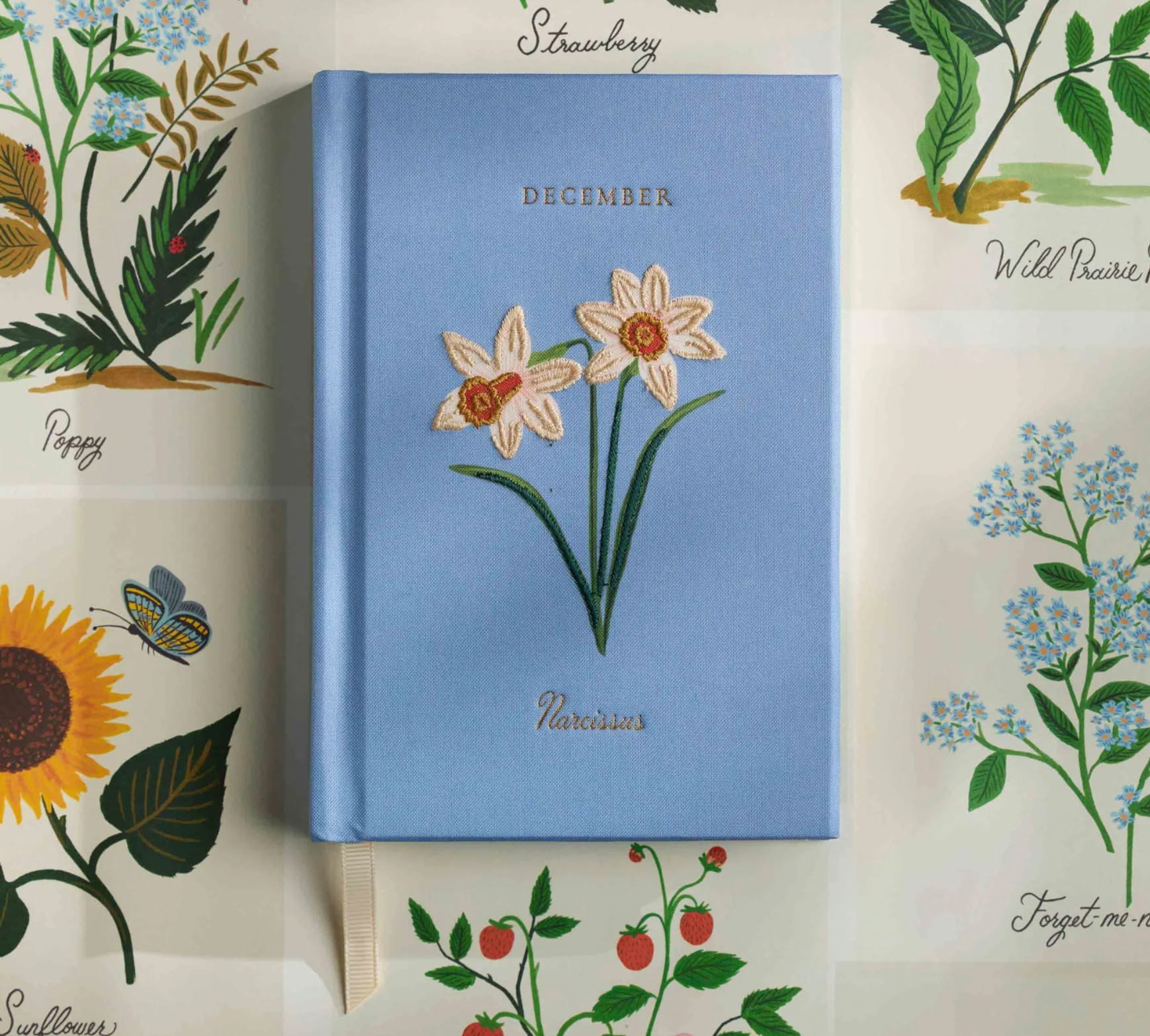 Mini Birth Month Embroidered Journal - December Narcissus