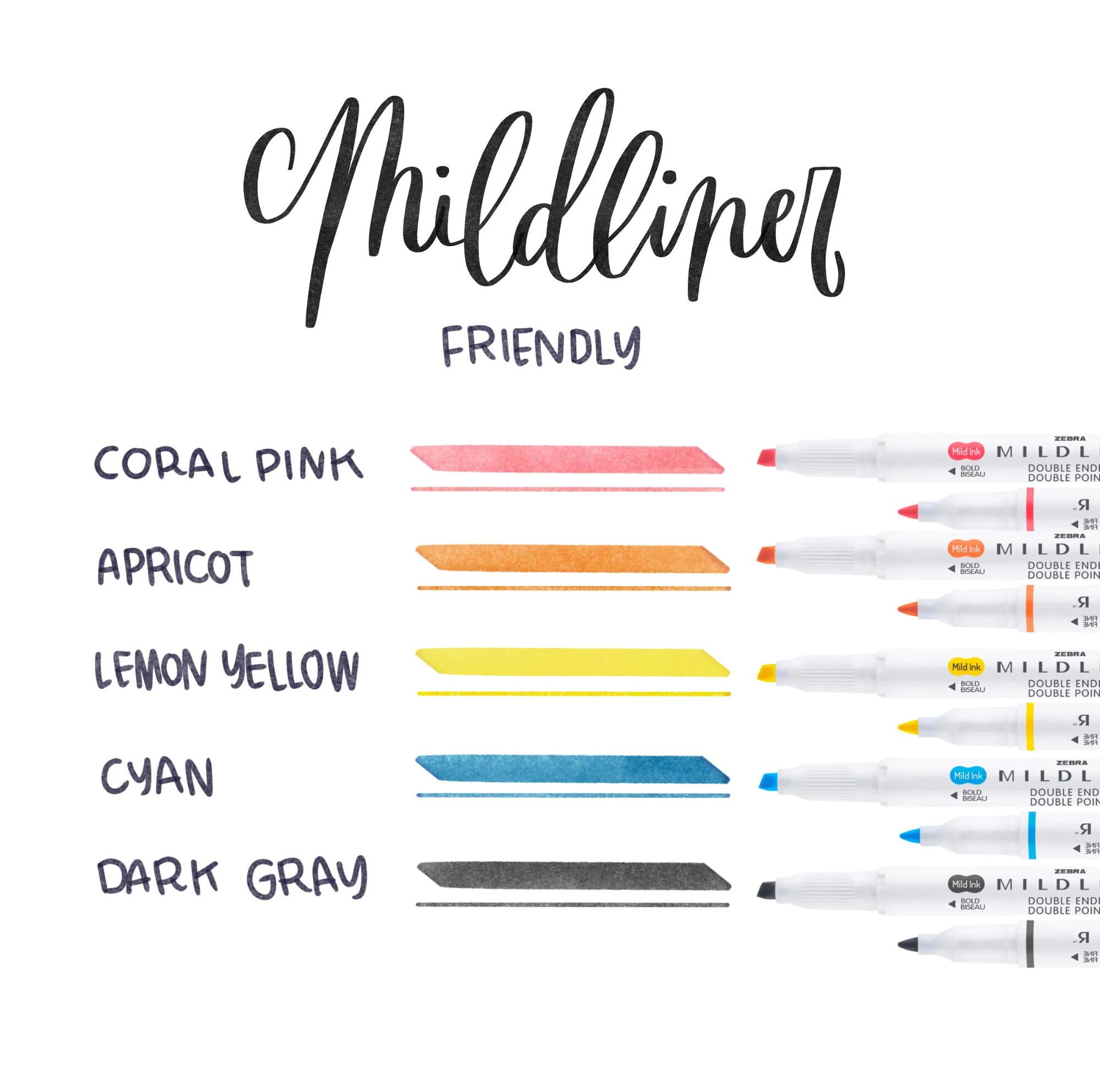 Zebra Mildliners - 8 Assorted Colorways
