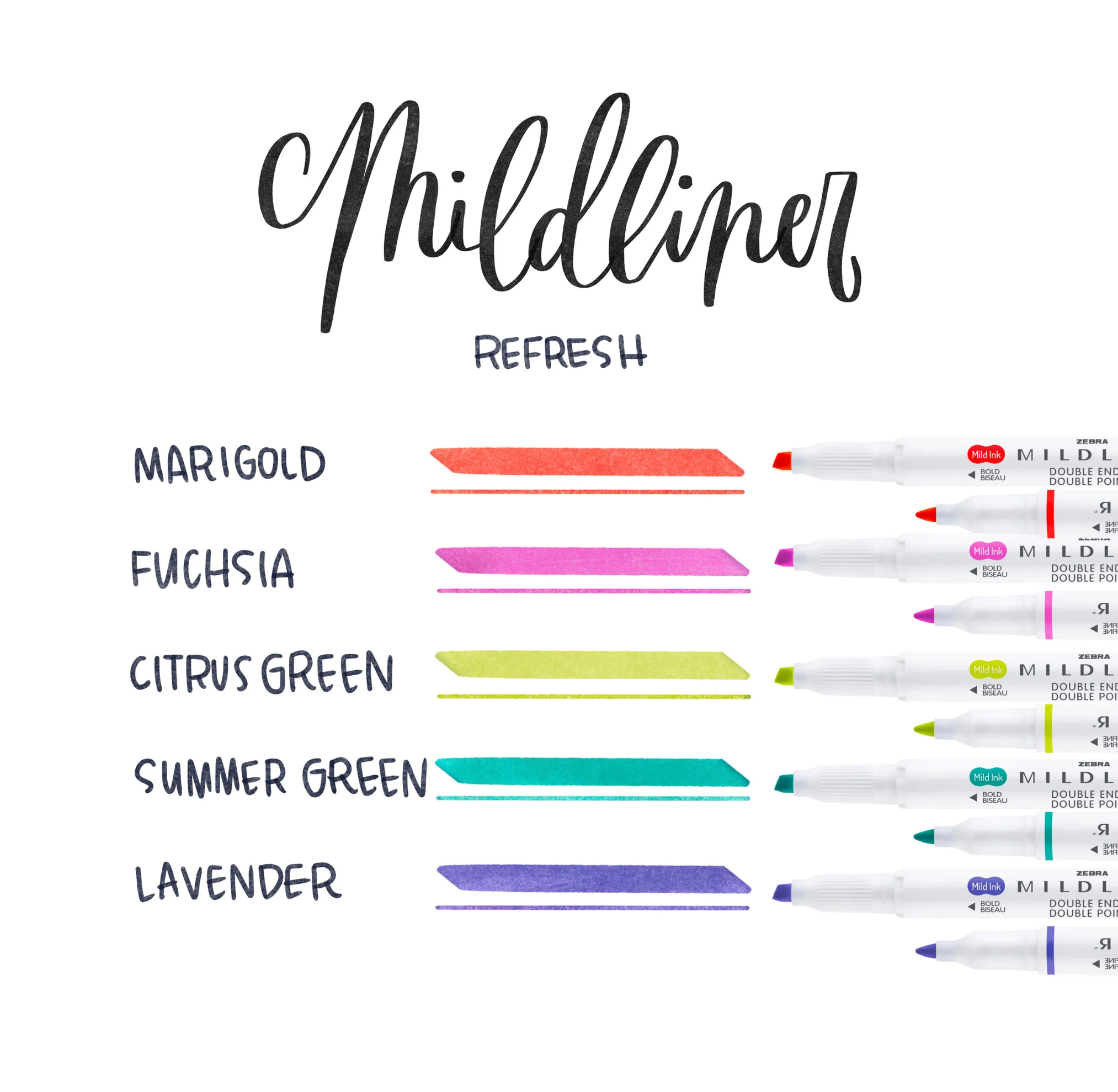 Zebra Mildliners - 8 Assorted Colorways