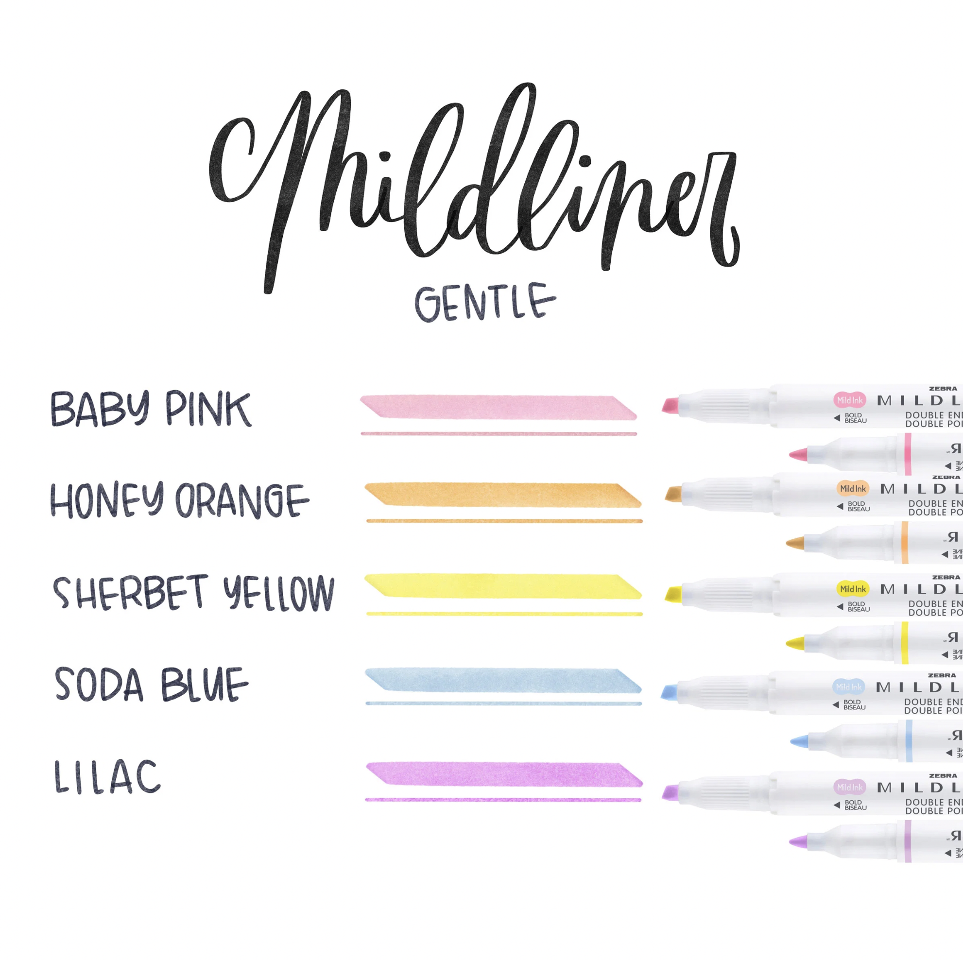 Zebra Mildliners - 8 Assorted Colorways