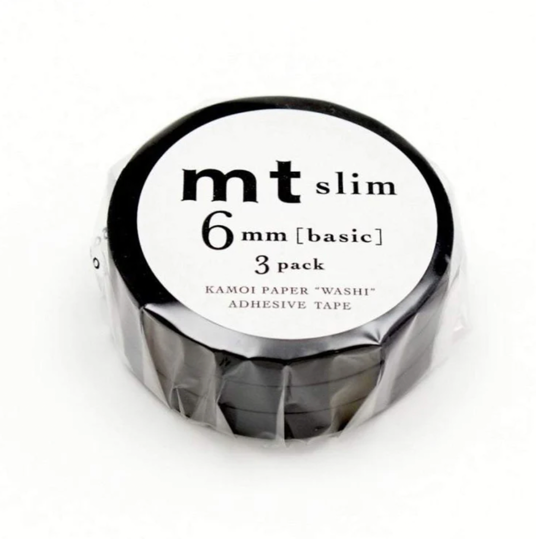 Slim Matte Black Washi Tape