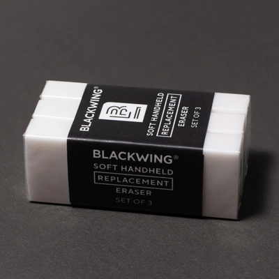 Blackwing Handheld Eraser Replacements - Each eraser is made of a specialized soft material that erases the dark lines of our graphite cleanly and easily. Use them with our durable aluminum holder that lets you get a solid grip while erasing. 