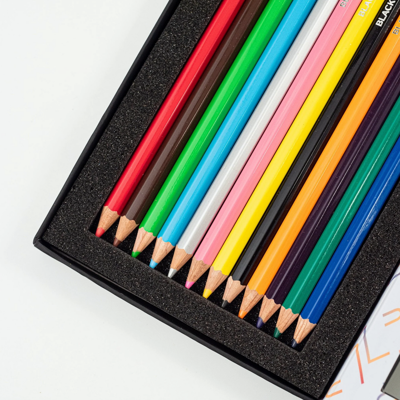 Blackwing Colors were designed specifically for coloring. Each pencil is made with Genuine Incense-cedar and includes a unique soft and smooth Japanese wax color core. Each pencil also features the same semi-hexagonal barrel found in our graphite pencils and a metal end cap that adds a bit of weight, giving the pencils a comfortable, balanced feel.  Details: Set of 12 Pencils  By Blackwing