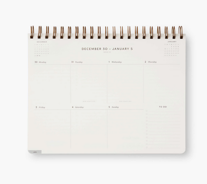 2025 English Rose 12-Month Top Spiral Planner