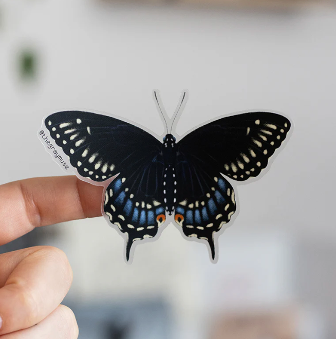 Black Swallowtail Butterfly Transparent Sticker