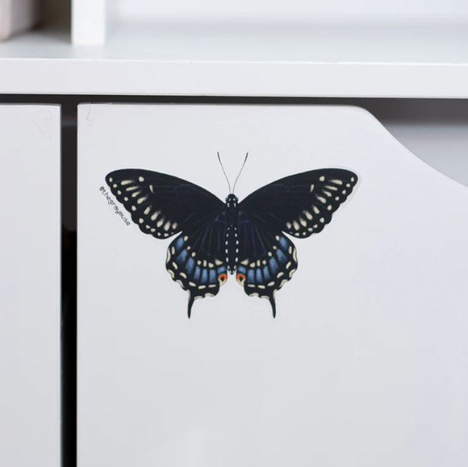 Black Swallowtail Butterfly Transparent Sticker