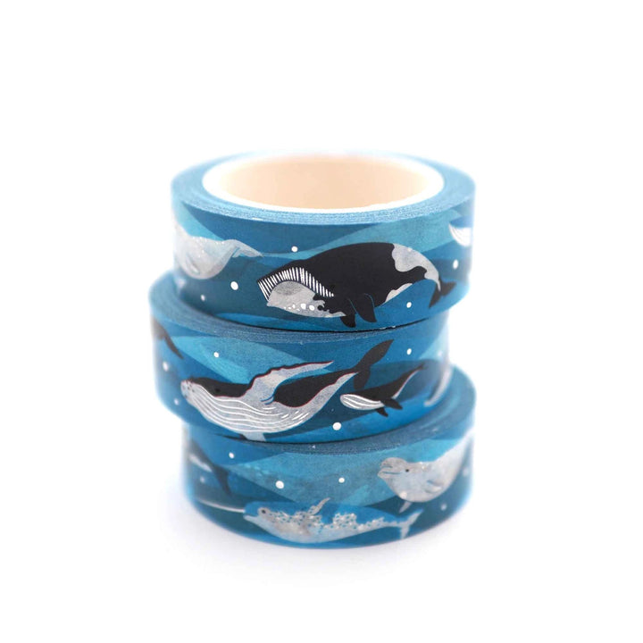 Whale Ocean Blue Washi Tape