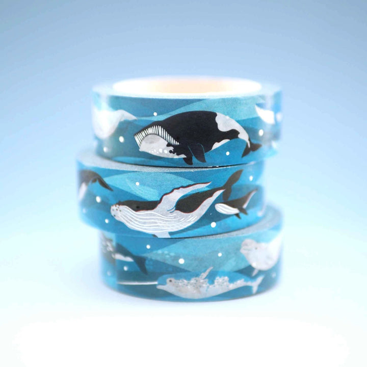 Whale Ocean Blue Washi Tape