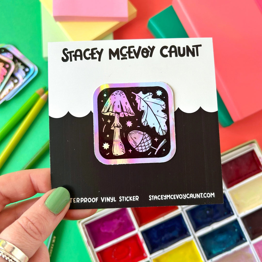 Autumn Things Holographic Sticker