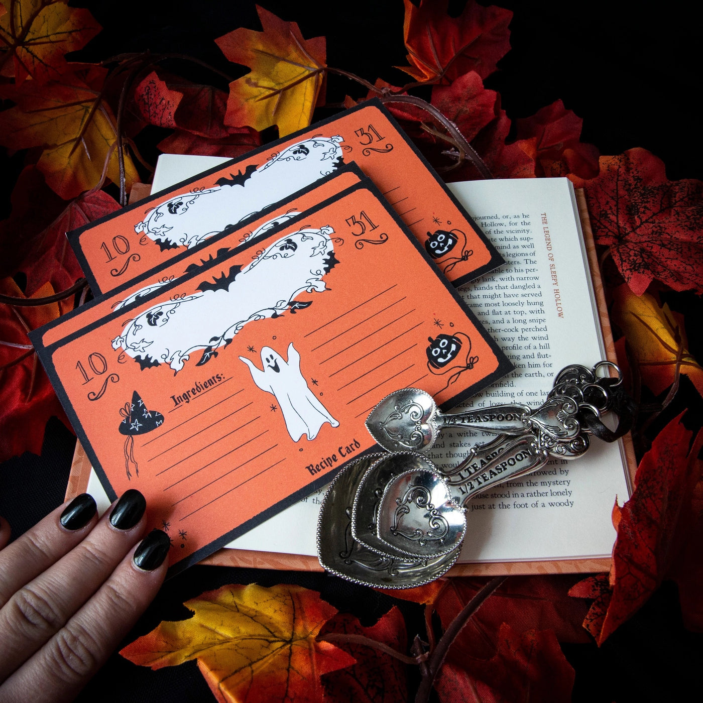 Orange Halloween Recipe Cards - Set of 5