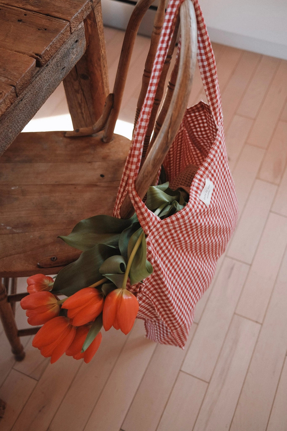 Farmstand Gingham Organic Cotton Tote Bag - 4 Shades