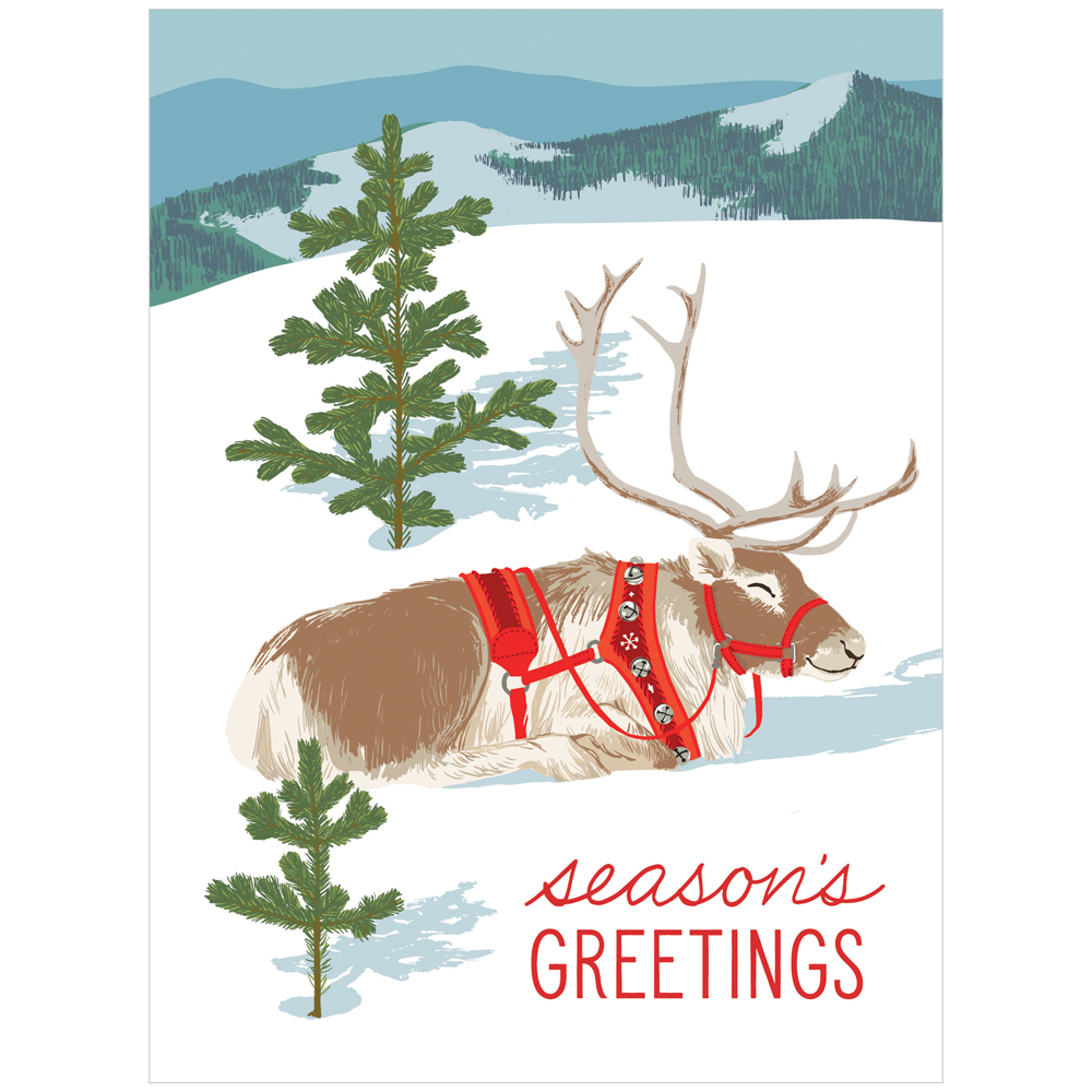 Reindeer in the Snow Holiday Card