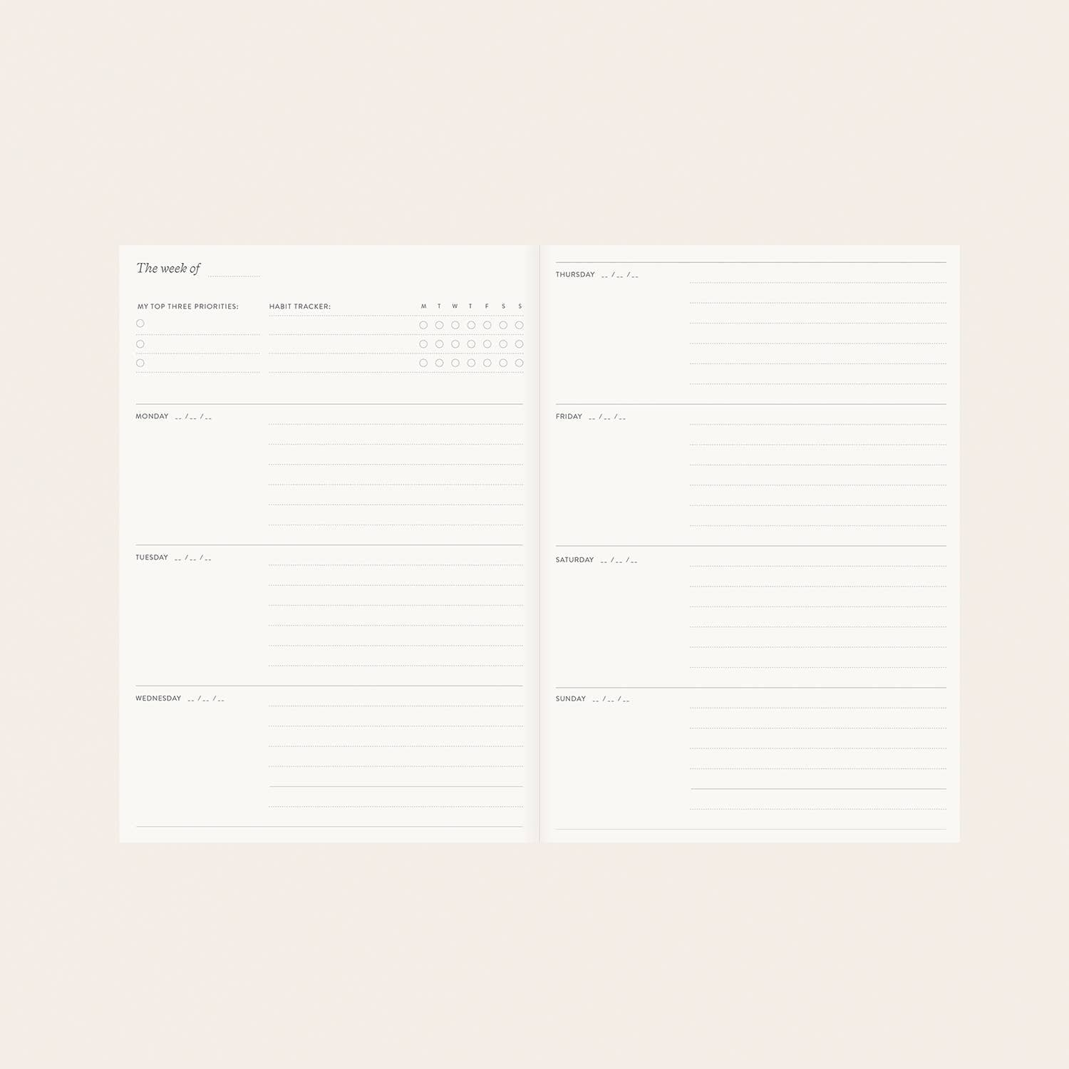 Song Birds Linen Undated Planner
