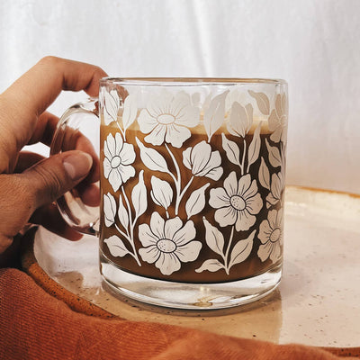 Floral Glass Mug