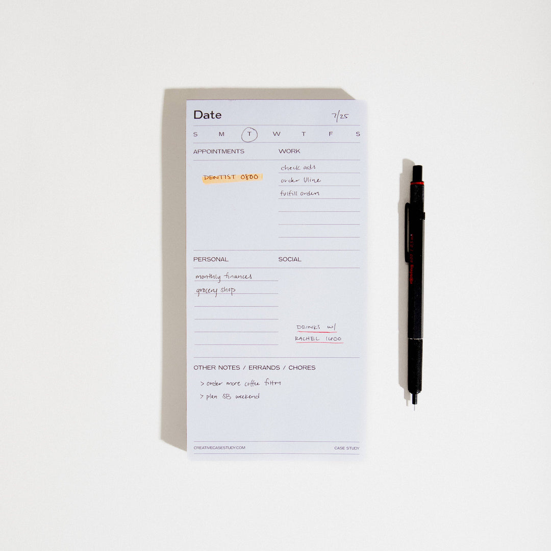 Utilitarian Daily Task Planner Notepad - White/Grey