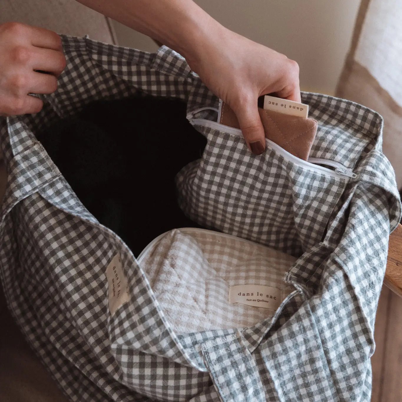 Farmstand Gingham Organic Cotton Tote Bag - 4 Shades