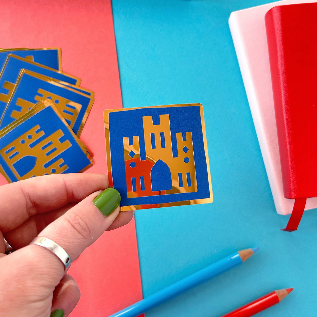 Medieval Castle Gold Foil Tile Sticker