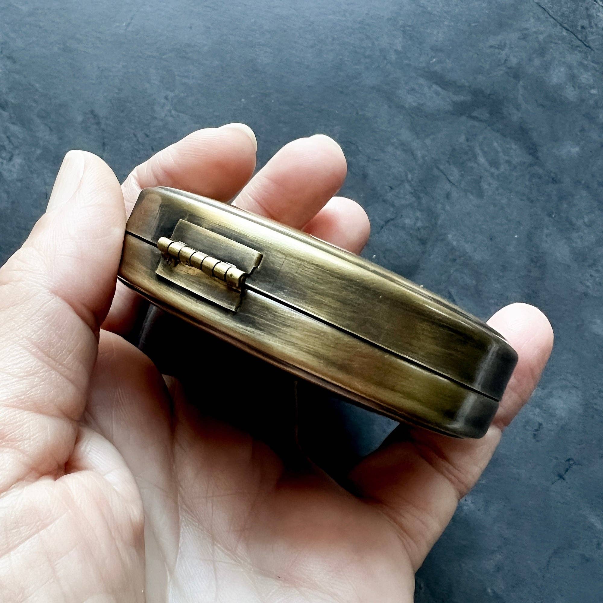 Large Round Brass Trinket Box