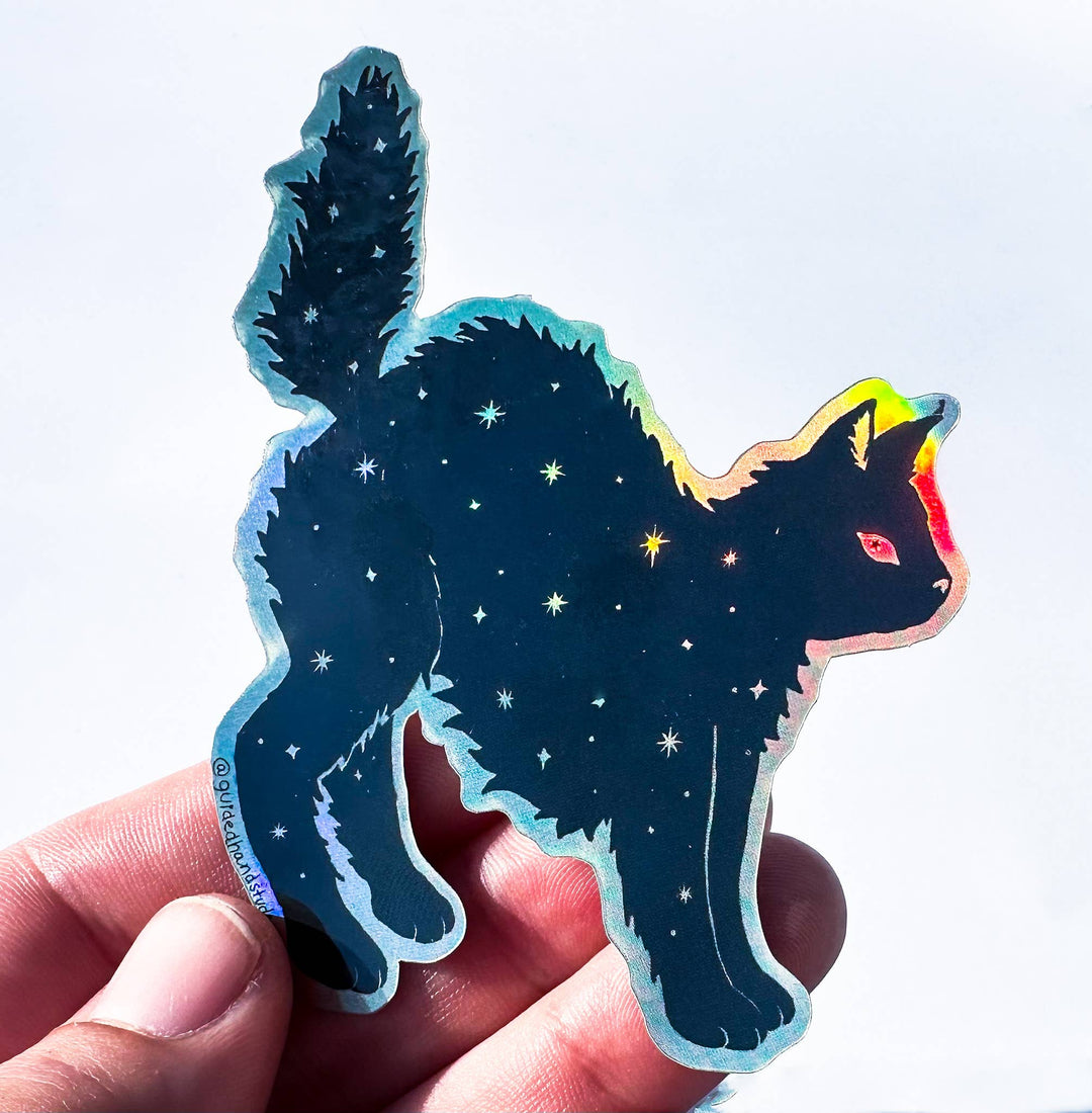 Holographic Black Cat Sticker