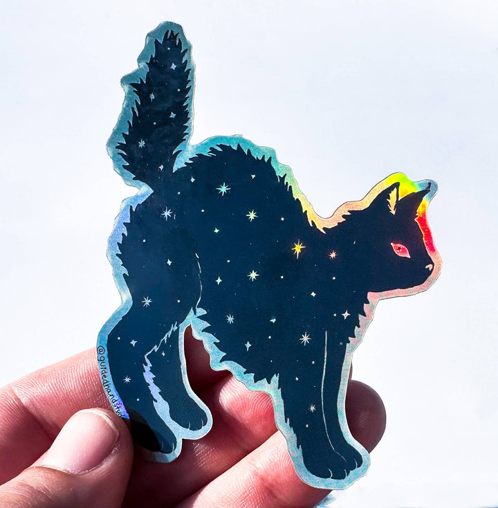 Holographic Black Cat Sticker