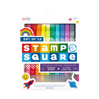 Square Stamp Double-Ended Markers - Set of 12
