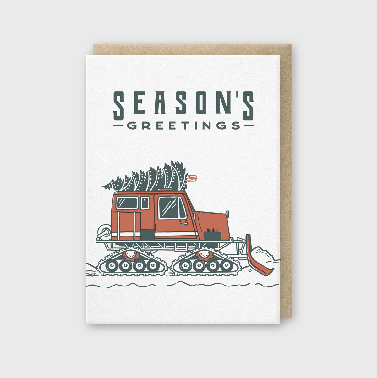 Snow Cat Season's Greetings Card