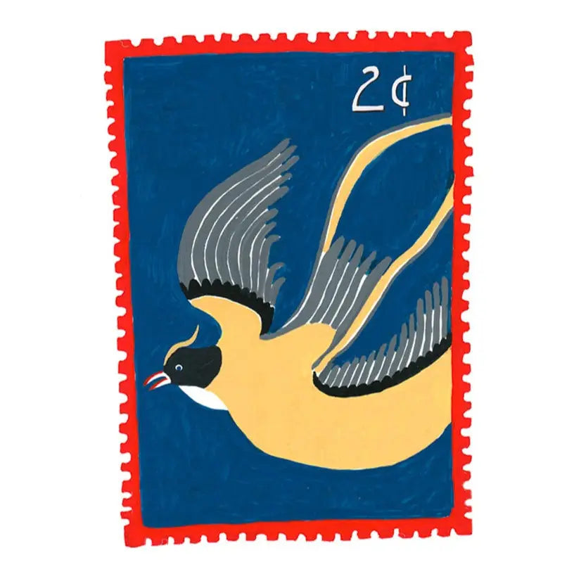 Folk Bird Stamp Sticker