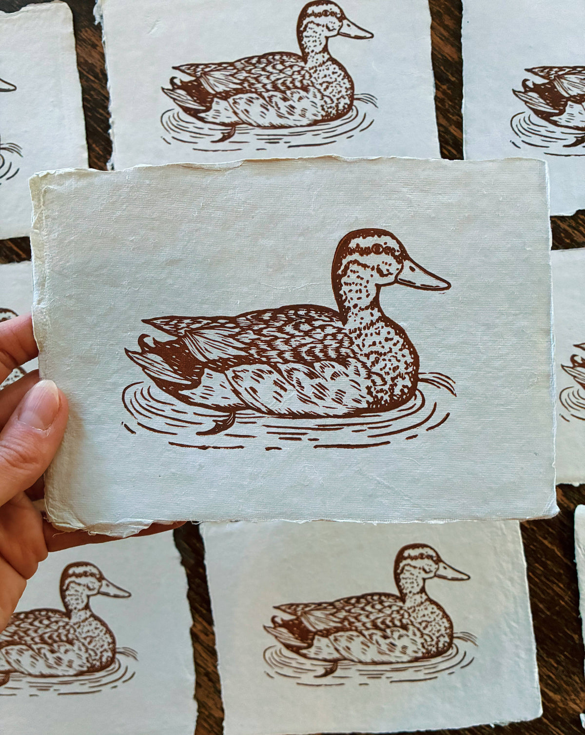 Brown Duck Block Print - 5" x 7"