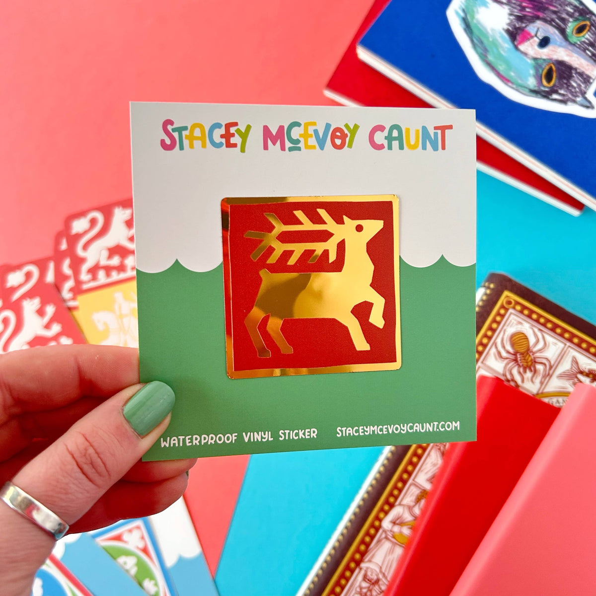 Medieval Deer Gold Foil Tile Sticker
