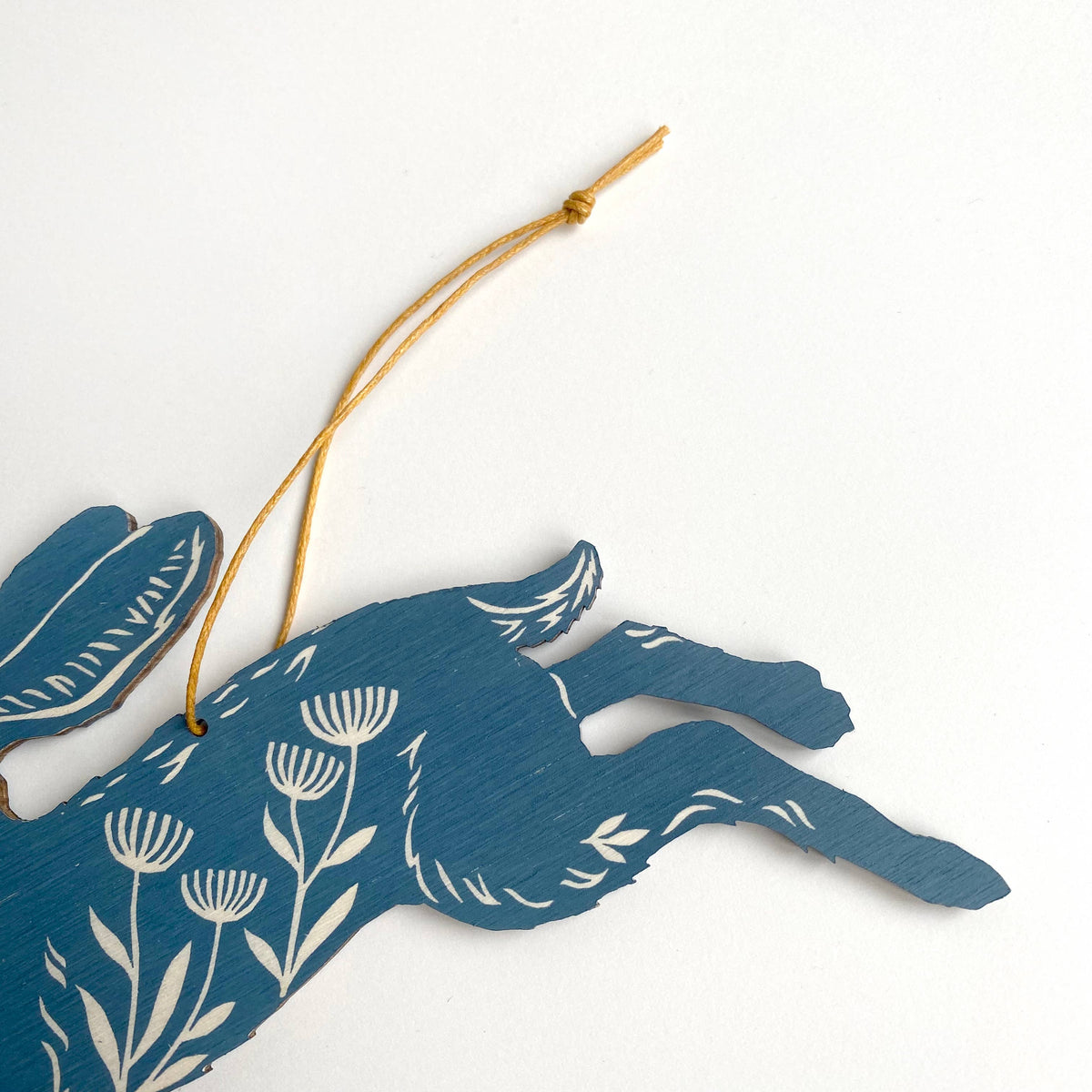 Leaping Hare - Screen Printed Wooden Ornament