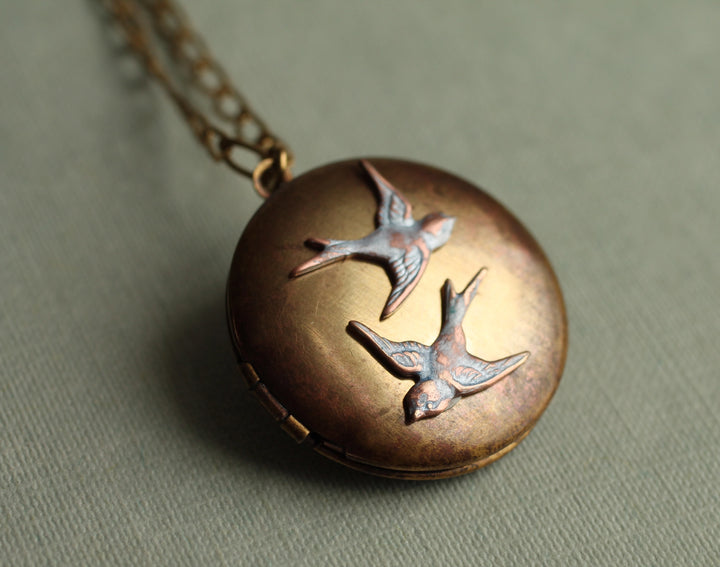 Antique Swallow Bird Locket