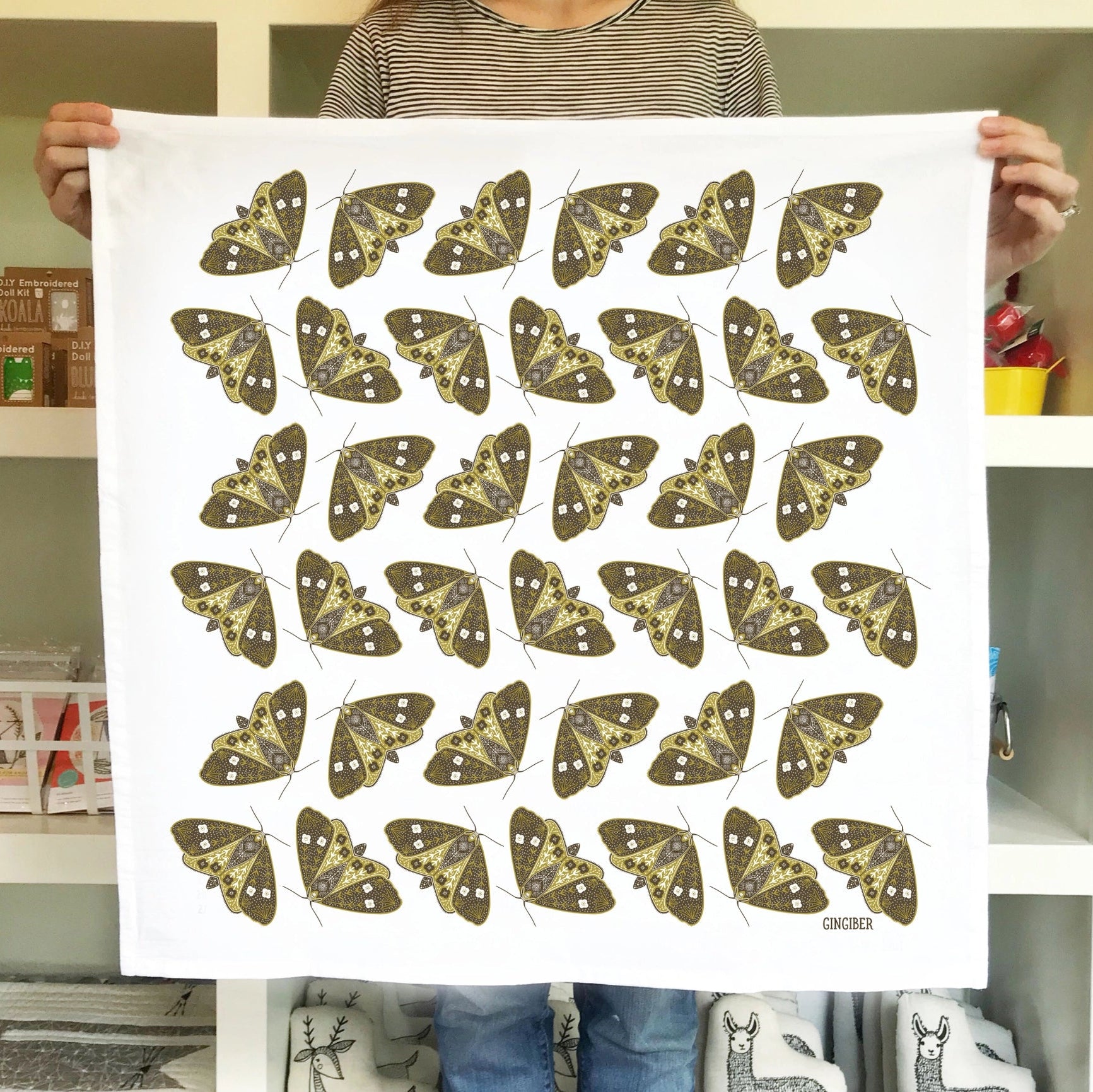 Gingiber Moths Tea Towel