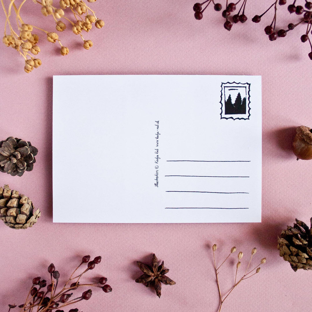 Advent Calendar Postcard - Red Raccoons