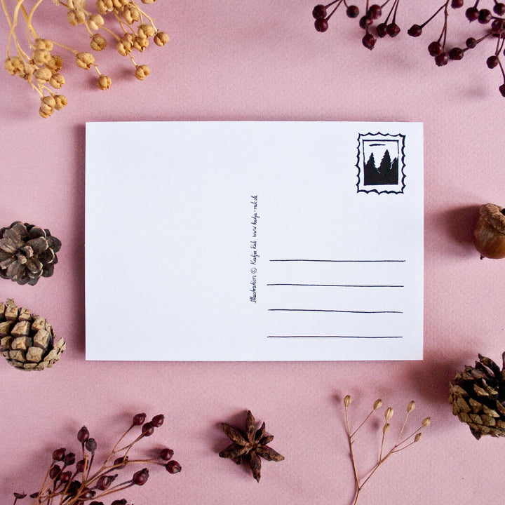 Advent Calendar Postcard - Red Raccoons