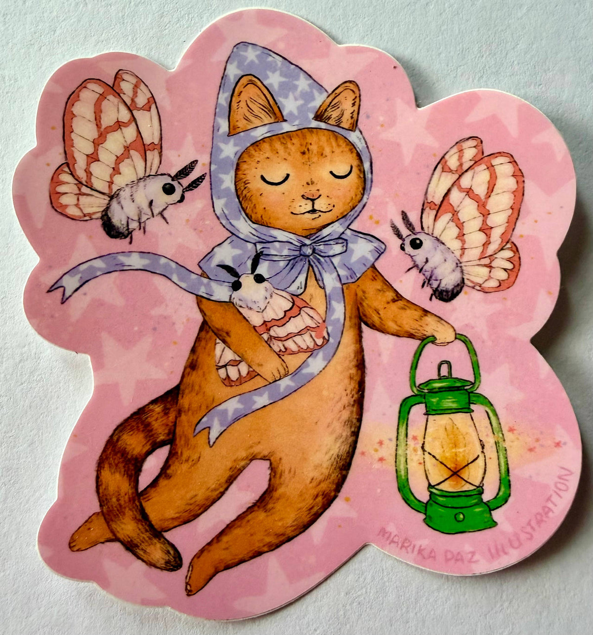 Moth and Cat Star Sticker