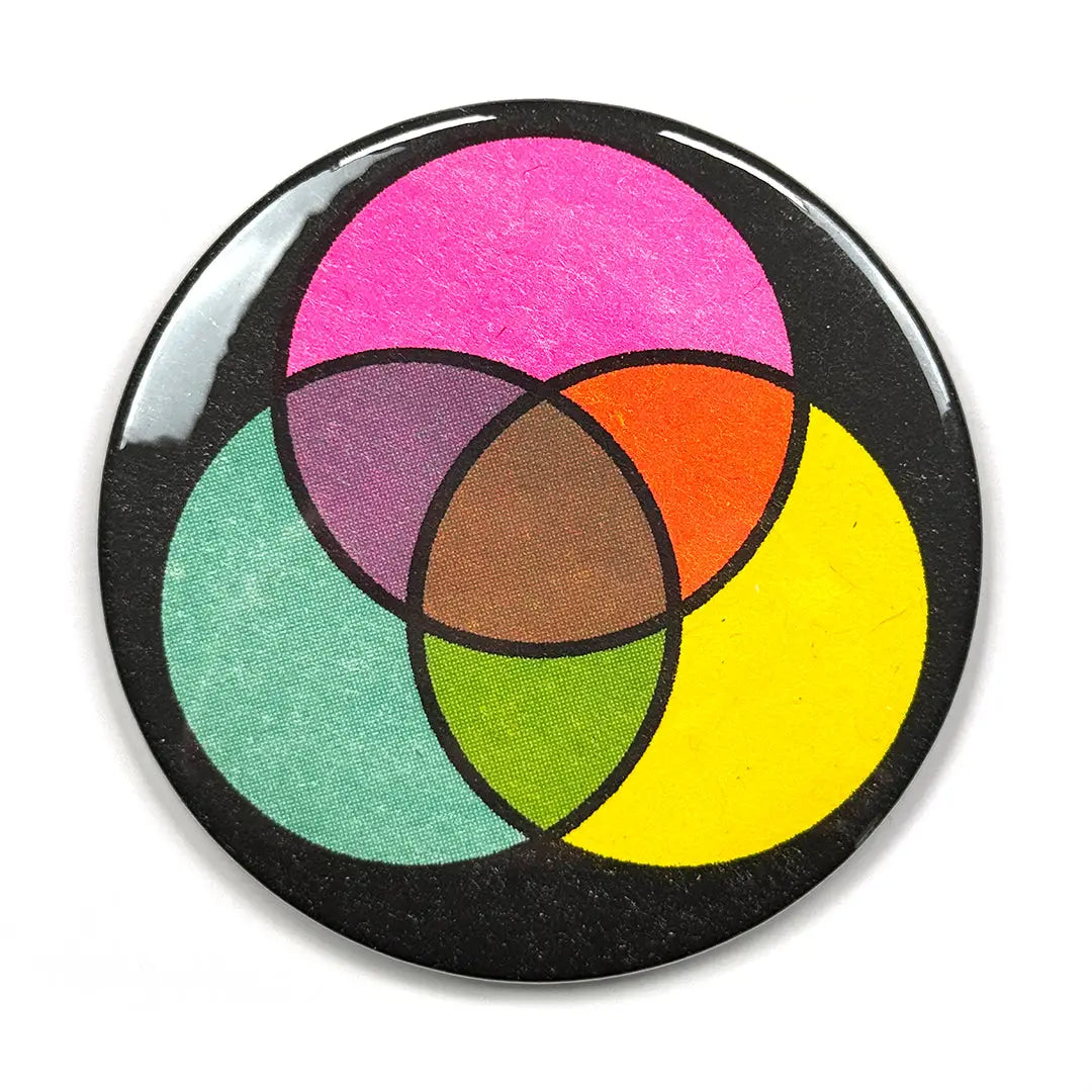 Color wheel with primary and secondary colors on a black background